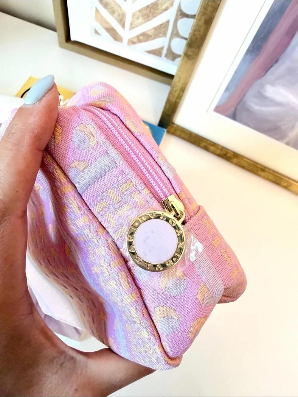Bvlgari Pink Tweed Zip Cosmetic Bag
